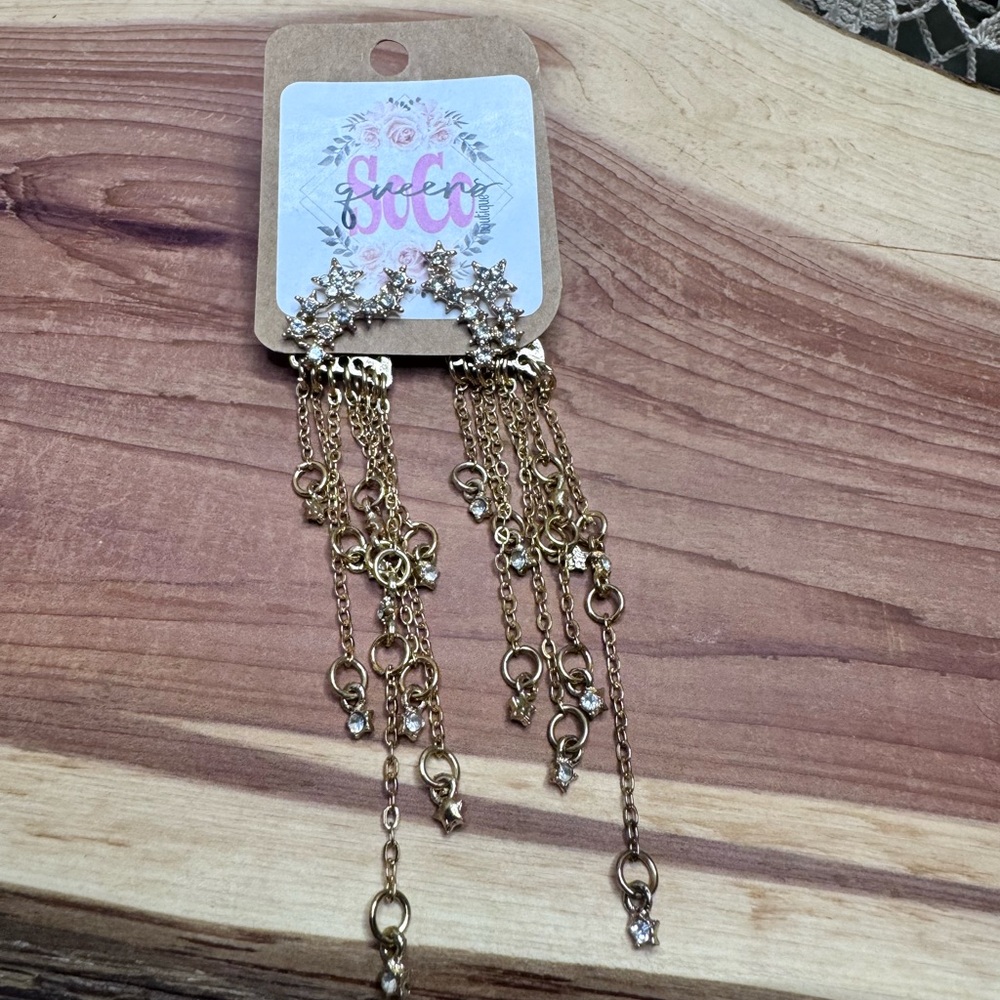 Boutique Boho Star Constellation Gold Chain Dangle Earrings